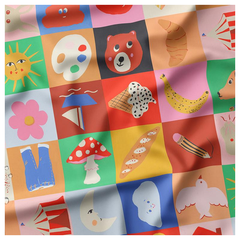 Printed Waterproof Fabric FUNNY Pink / Multicolored